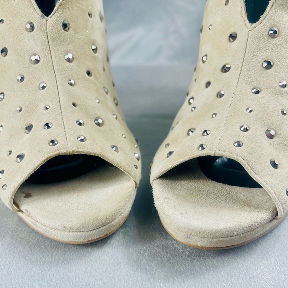 INC International Concepts Beige Peep-Toe Heels with Studded Rhinestones 11M - Picture 5 of 12